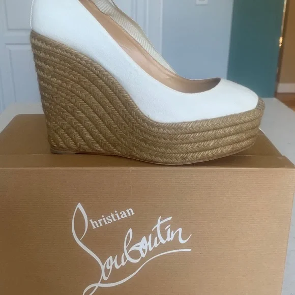 Christian Louboutin White Platform Espadrilles - Picture 3 of 10